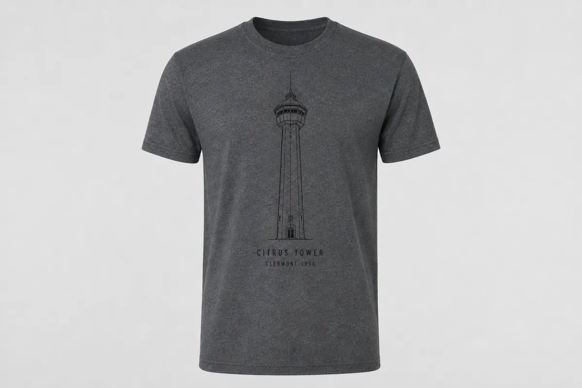 Heather charcoal Citrus Tower line-art tee
