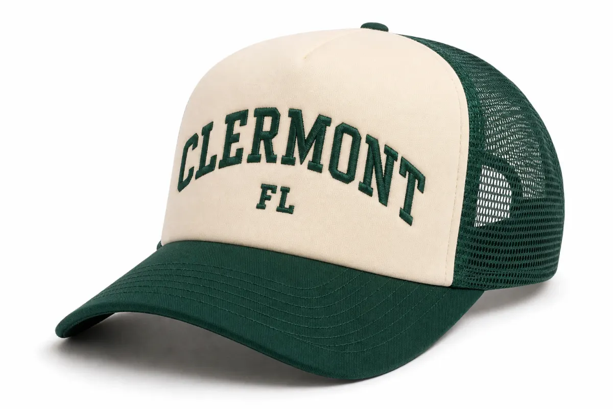 Cream and forest green CLERMONT FL trucker